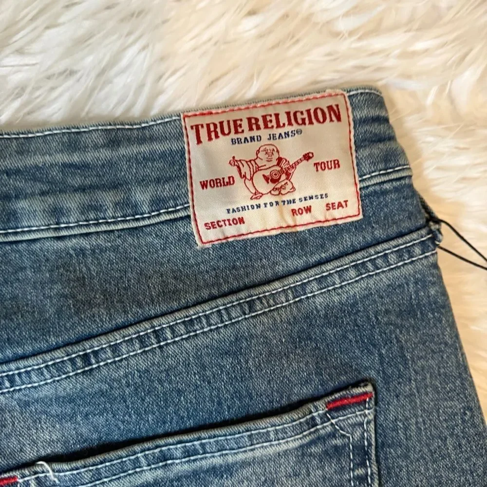 NWT True Religion Jeans Womens Bobbi Low Slung Baggy Blue Denim Stretch 28X32